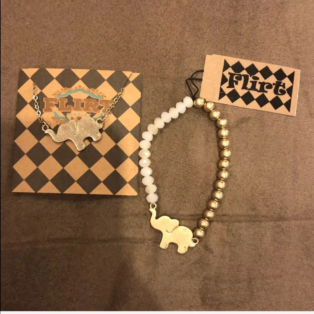 Flirt Elephant Necklace and Bracelet NWT